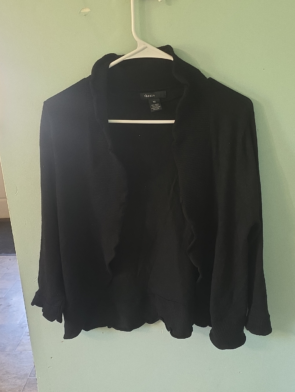 thesis Black Open-Front Women's Cardigan Sweater